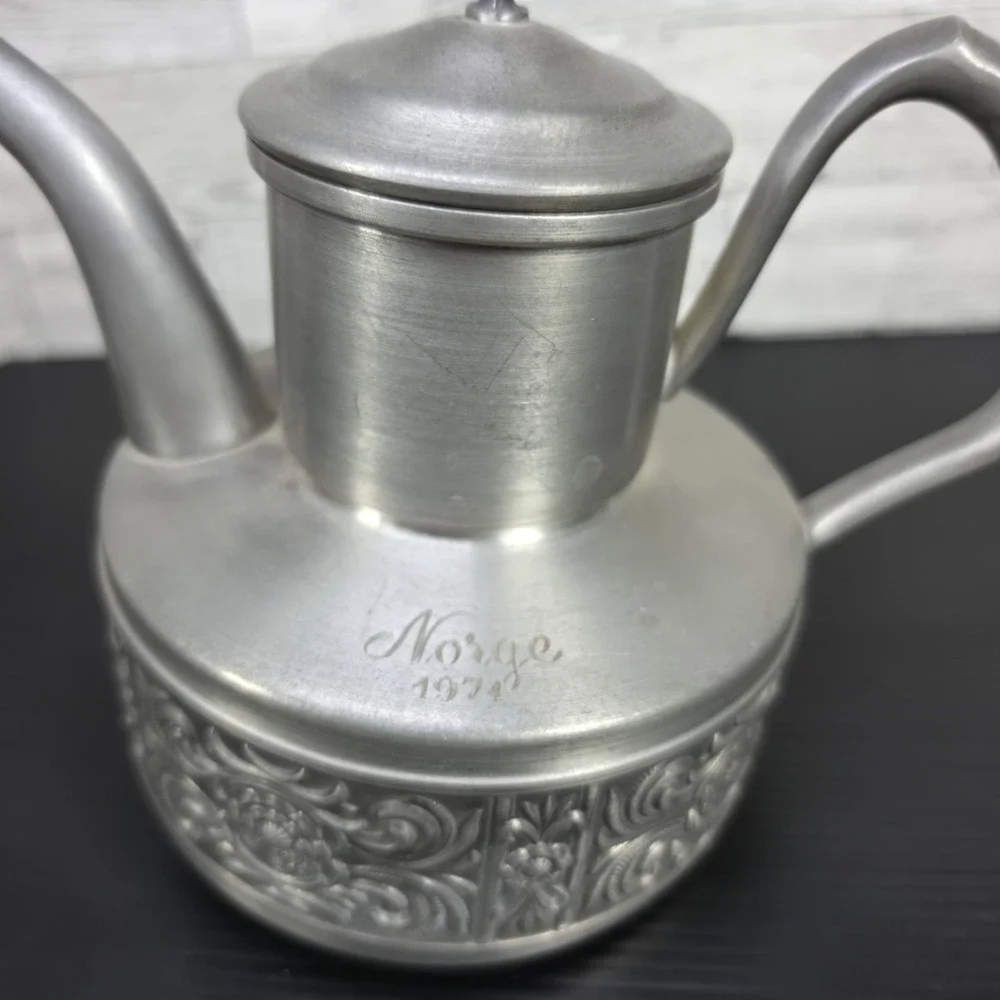 VTG Norske Pewter 1960 Teapot With Lid Made With High Quality Pewter In Norway